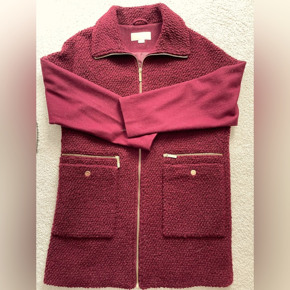 LIKE NEW Michael Kors Size S Burgandy Wool Coat